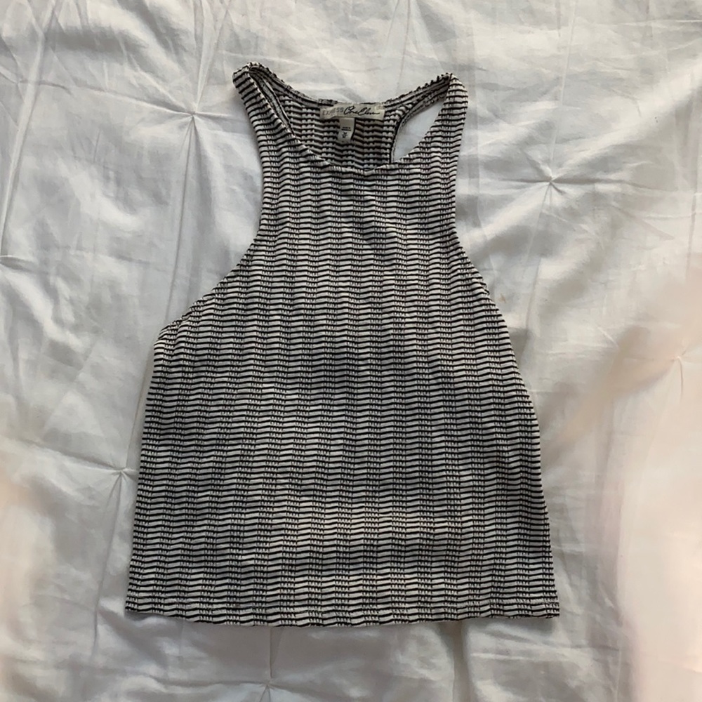 Black and white striped cropped top.